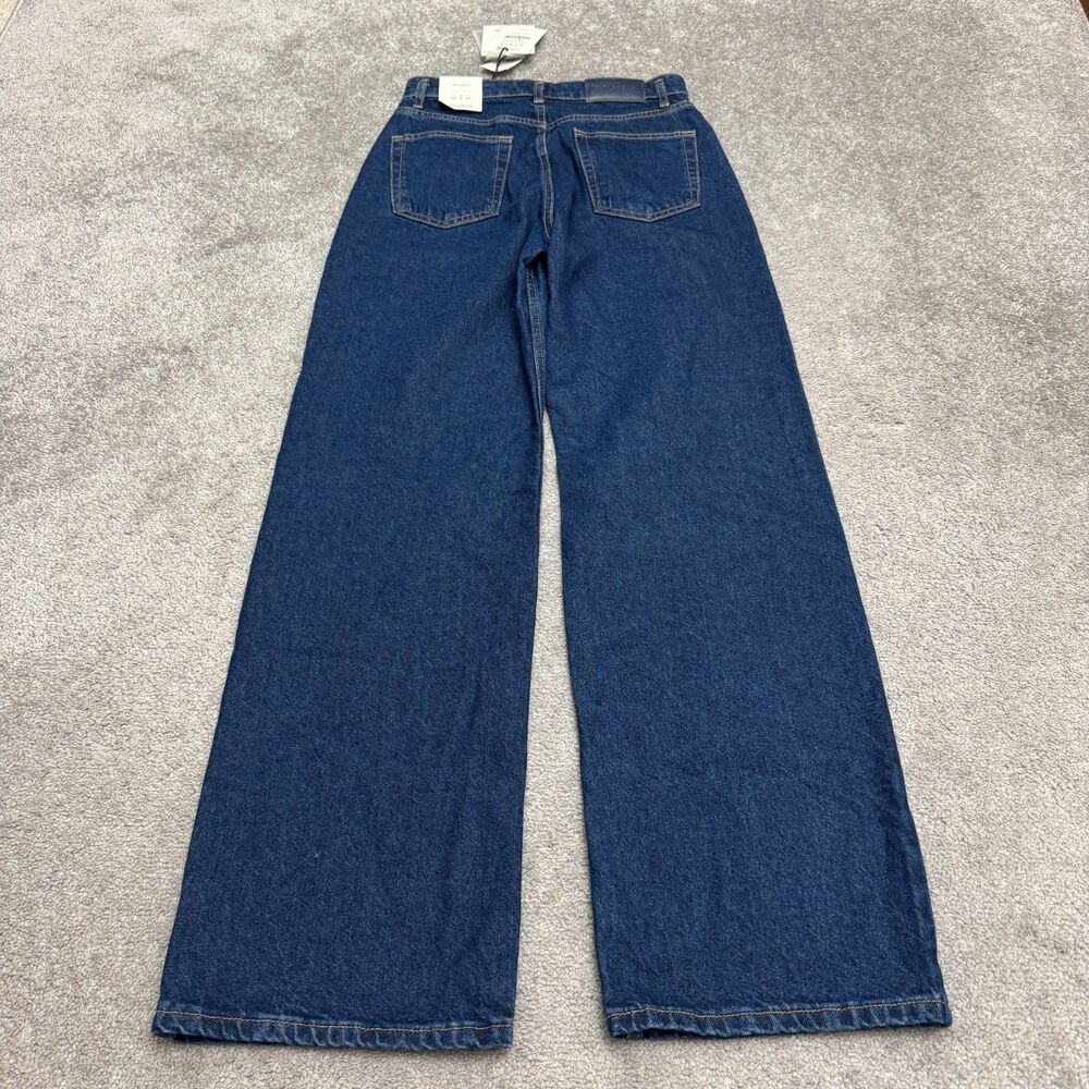 Pull & Bear Straight High Rise Full Length Denim Jeans Womens 4 26 Dark Blue NWT - Picture 2 of 16
